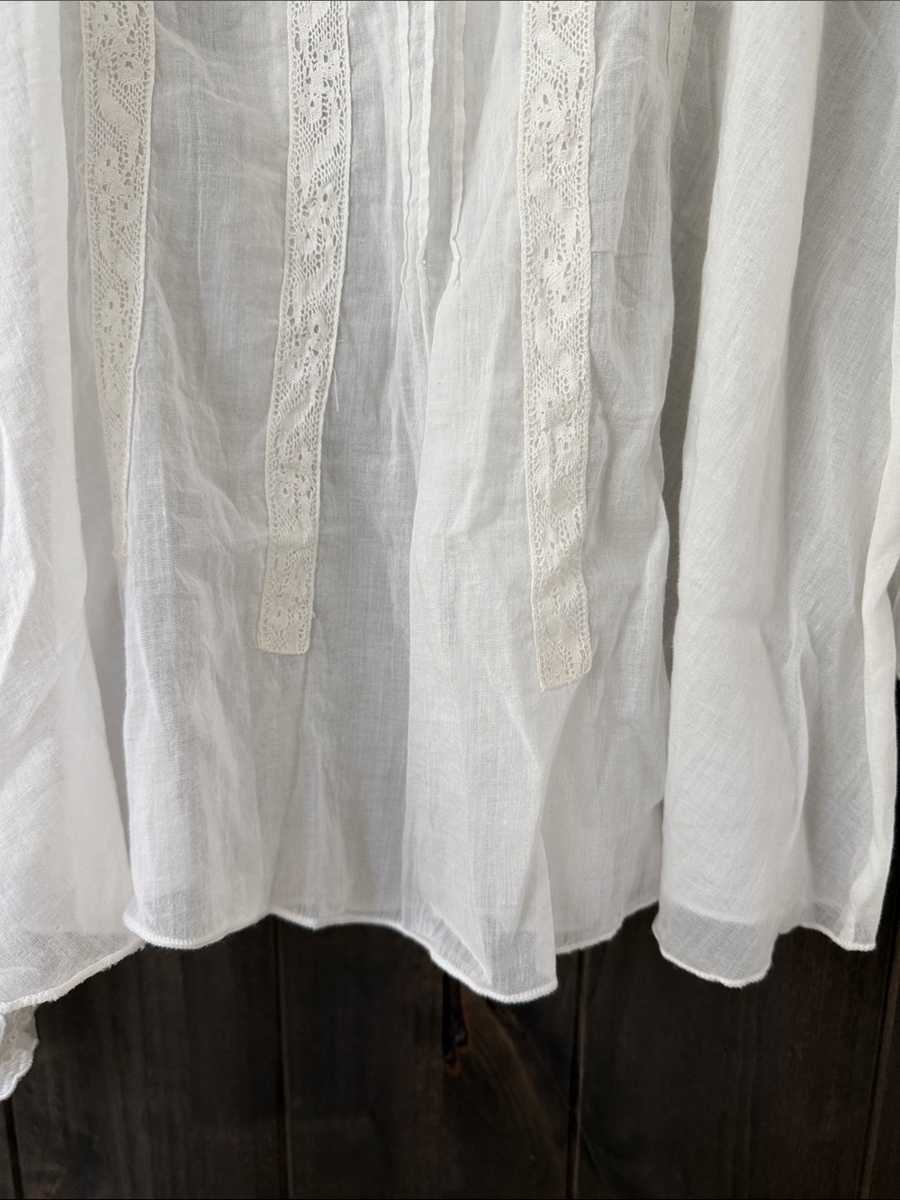 NWT Free People White Lace-Trim Button Down Peasant Blouse - Picture 10 of 13